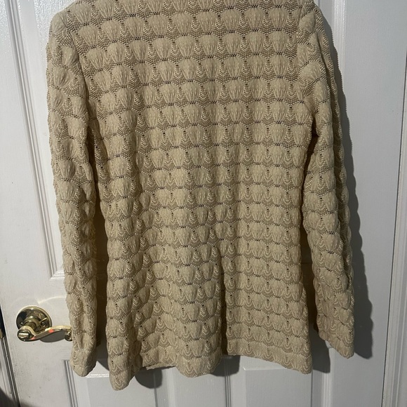 Retro Crochet Metallic Sweater Metallic Cardigan Sweater Set Crochet Cream - Picture 8 of 8